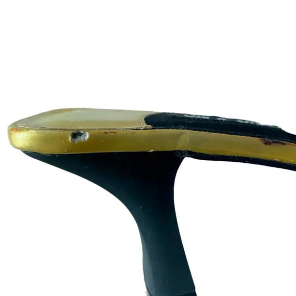 y2K Square Toe Slip On Block Heel Sandals Womens 8.5 Rhinestones 90s - Picture 3 of 8